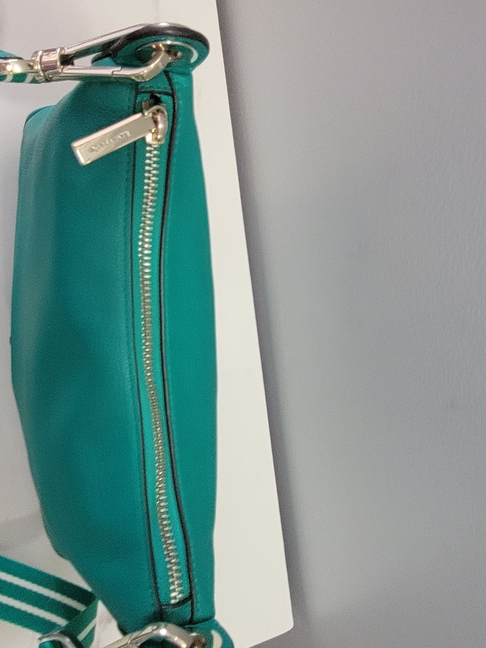 Kate Spade Teal Pebbled Leather Crossbody with Striped Strap - Picture 3 of 10